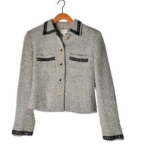 Neiman Marcus Bouclé Knit Blazer 8 Cropped Tweed Jacket Vintage Old Money Luxury
